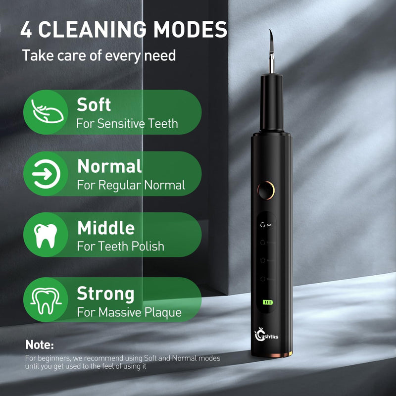 [Australia] - Plaque Remover for Teeth - Tartar Remover for Teeth, Dental Calculus Remover Teeth Cleaning Kit 4 Speed Modes with 4 Replaceable Heads, IPX6 Waterproof with LED Light 