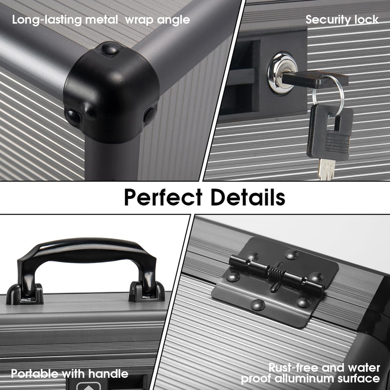 [Australia] - Medicine Lock Box with Key, Alluminum Alloy Box for Medication,First Aid Box with a Removeable Tray to Store Medicines & Pills for Home, Black 12 * 7.68 * 7.87 Inch Medium-12inch 