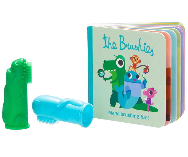 [Australia] - The Brushies Chomps & Willa Baby & Toddler Toothbrush 2-Pack & Storybook Set/Dental Item and Book/Youth Tooth & Gum Care/Ages 4 Weeks to 4 Years 