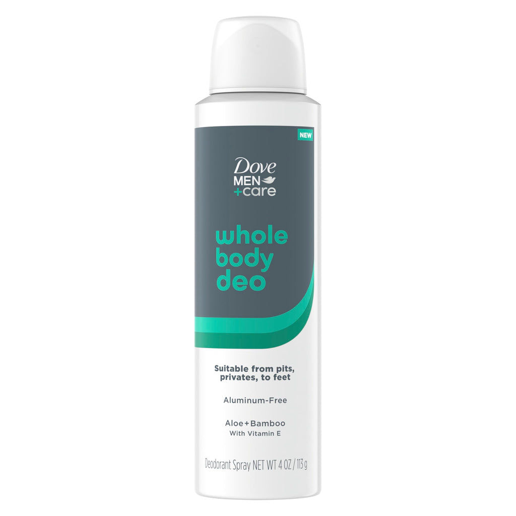 Dove Men+Care Whole Body Deo Aluminum-Free Deodorant Spray Aloe + Bamboo Suitable from Pits, Privates, to Feet 4 oz