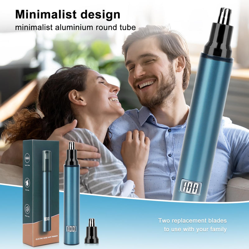 [Australia] - OWill 2 in 1 Nose Hair Trimmer Men/Women, Type-C Rechargeable Digital Power Display Full Aluminum Body Nose Trimmer, Washable Nose Hair Trimmer 