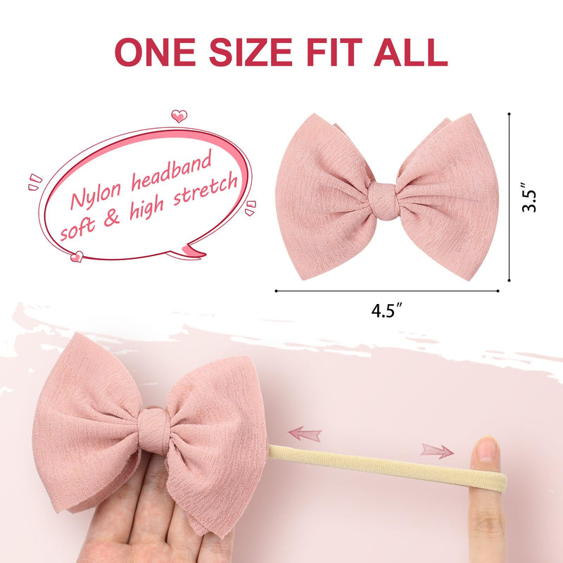 [Australia] - YanJie 4.5'' Nylon Bow Headbands for Baby Girls - Handmade Tied Bows Hair Accessories for Infants and Toddlers - 10 Pieces 1-10 Color 