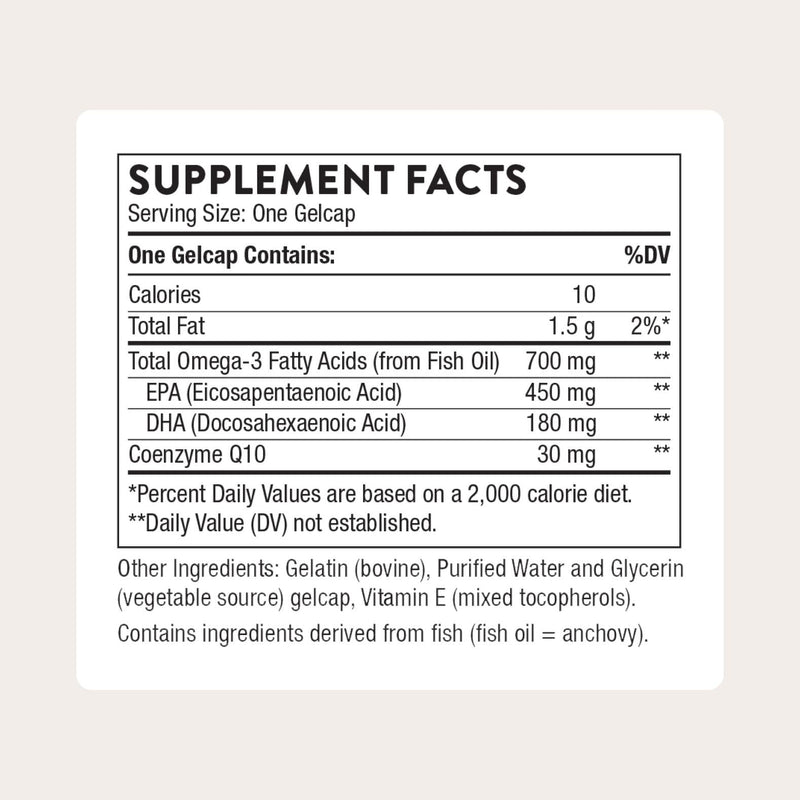 THORNE Omega-3 with CoQ10, Fish Oil Supplement with EPA & DHA, 90 Softgels 1 Count (Pack of 90)