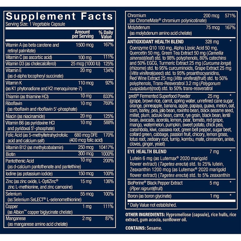 Vthrive Bioactive Men's One Daily Multivitamin, 30 Capsules | Daily Multivitamin for Men With Vitamins, Minerals & Antioxidants for Energy, Immune & Overall Wellness Support, Gluten Free