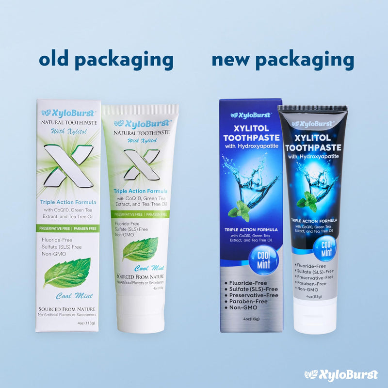 [Australia] - XyloBurst Hydroxyapatite Toothpaste with Xylitol - Fluoride-Free Hydroxyapatite Toothpaste, SLS-Free, Paraben Free, Cruelty Free, Made in The USA, Cool Mint, 4 oz Tube (3 Tubes) 3 Pack 