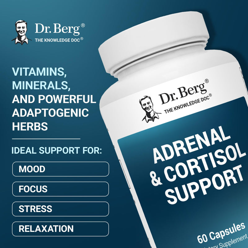 Dr. Berg Adrenal & Cortisol Support Supplement | +Ashwagandha | 60 Capsules | Mood, Focus, Relaxation & Stress Support* | Ashwagandha Extract | Cortisol Manager Formula* 60 Count (Pack of 1)