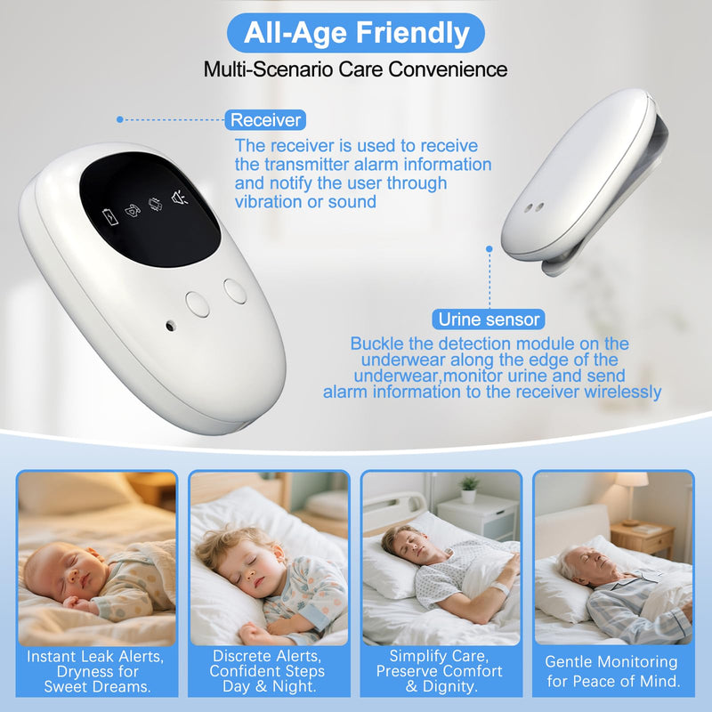 [Australia] - New Wireless Bed Wetting Alarm for Boys and Girls, USB-C Rechargeable Bedwetting Alarm with 3 Working Modes, Bed Wetting Solutions for Kids, Elderly, Night Time Potty Training for Kid 