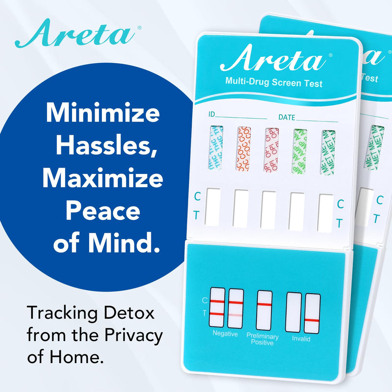 Areta Multi-Drug Screen Test: Detect THC, AMP, COC, MET, OPI (Most-Used Drugs), 10 Pack Urine Drug Test Kits Highly Accurate Marijuana Home Screening Detox -#ADTP-254