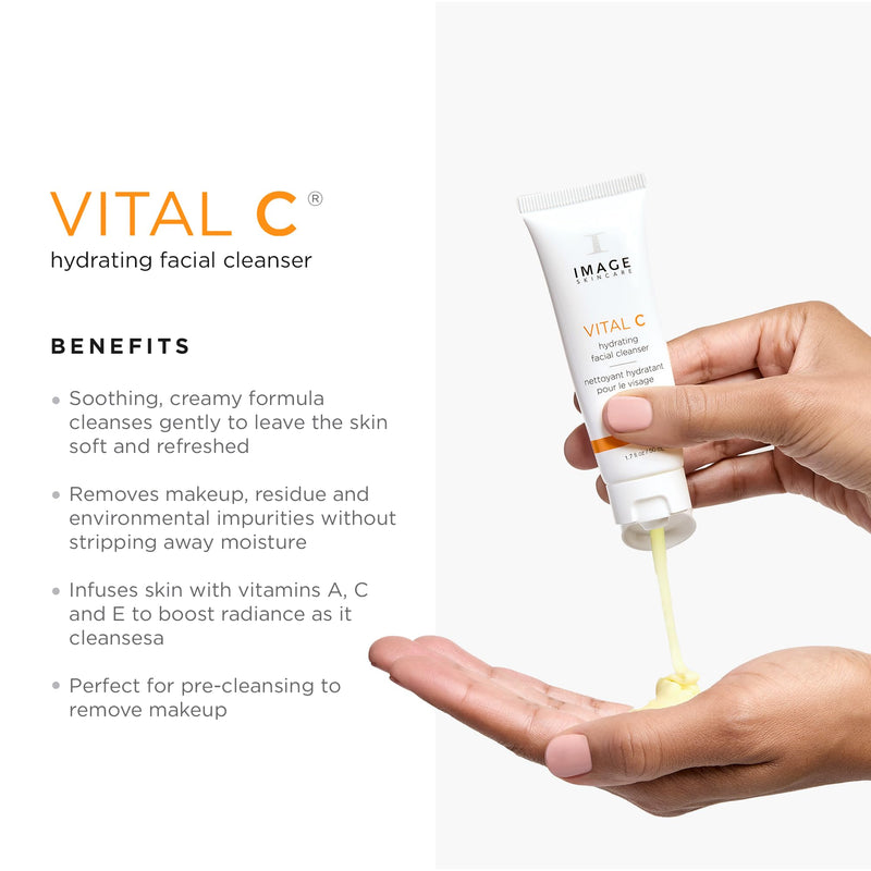 IMAGE Skincare VITAL HYDRATION 3-Step Vitamin C Skin Care Routine | Includes Hydrating Facial Cleanser, Anti-Aging Serum, and Repair Creme - with Hyaluronic Acid for Dry, Dull, Red-Prone Skin