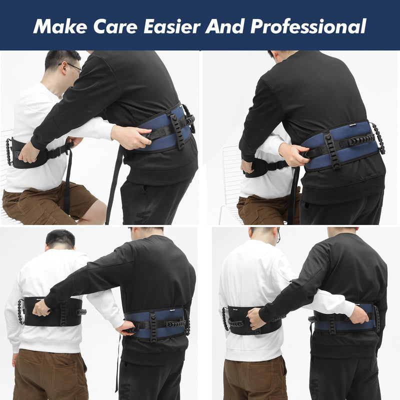 Gait Belt Transfer Belt for Senior with 5 Handles Gait Belts with Quick Release Buckle Transfer Belt for Elderly, Handicap, Physical Therapy (Black) Black