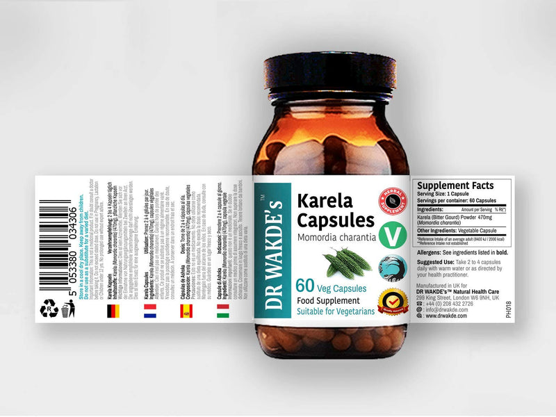 [Australia] - DR WAKDE'S Karela Capsules (Bitter Gourd, Bitter Melon, 60 Veg Caps, Plant-Based Supplement, Ayurvedic Herb, All Natural, Vegan) 