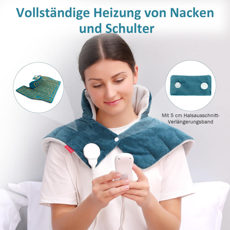 [Australia] - Comfytemp fully weighted heating pad for neck and shoulder with 9 heat levels 0.5-9h automatic switch-off, 1 kg neck warmer shoulder warmer washable heat pad 56x48cm electric heat cape 