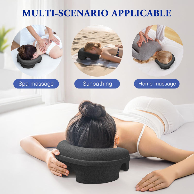 [Australia] - Face Down Pillow and Massage Headrest for Bed, 3-Air-Hole Pillow for Stomach Sleeper, Suitable for Beach Tanning, Home Massages, Eye Surgery Recovery, Back and Waist Pain, Etc (Black) Black 