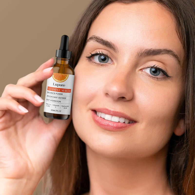 Lupure Professional Vitamin C Face Serum 20%, Anti Aging Facial Super Vit C Serum with Ascorbic Acid Hyaluronic Acid & Vitamin E for Dark Spots, Skin Care, Christmas Gift & Stocking | 1 Fl. Oz 1 Fl Oz (Pack of 1)