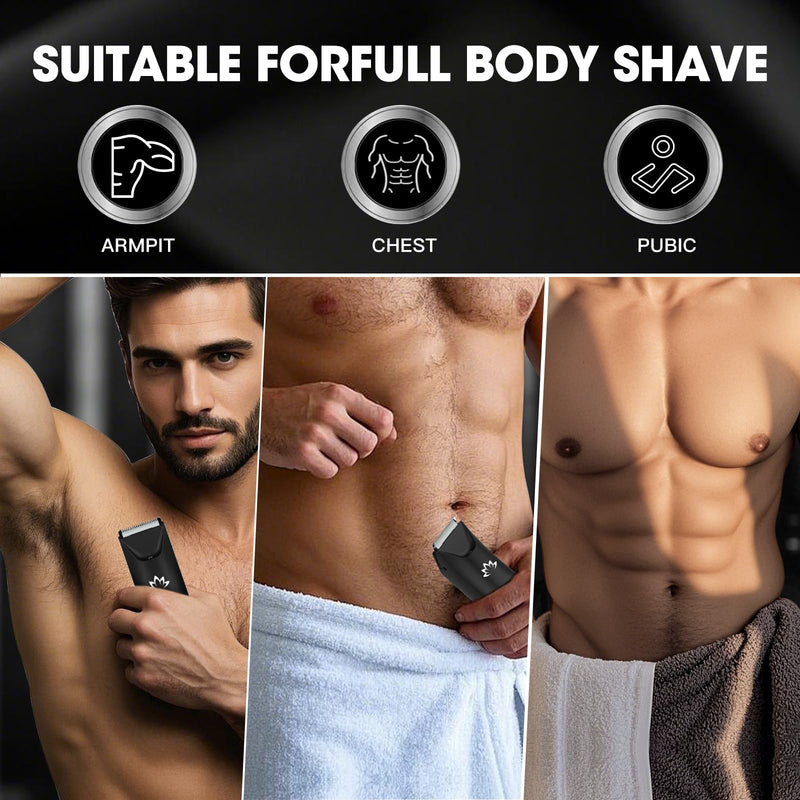 [Australia] - RESUXI Manscape Ball Trimmer for Men,Body& Pubic Hair Trimmer and Groin Hair Shaver, Bikini Trimmer Women,Smooth Shaving, Lightweight with Travel Lock, IPX7 Waterproof Wet/Dry Shaving, LED Display Black-3 