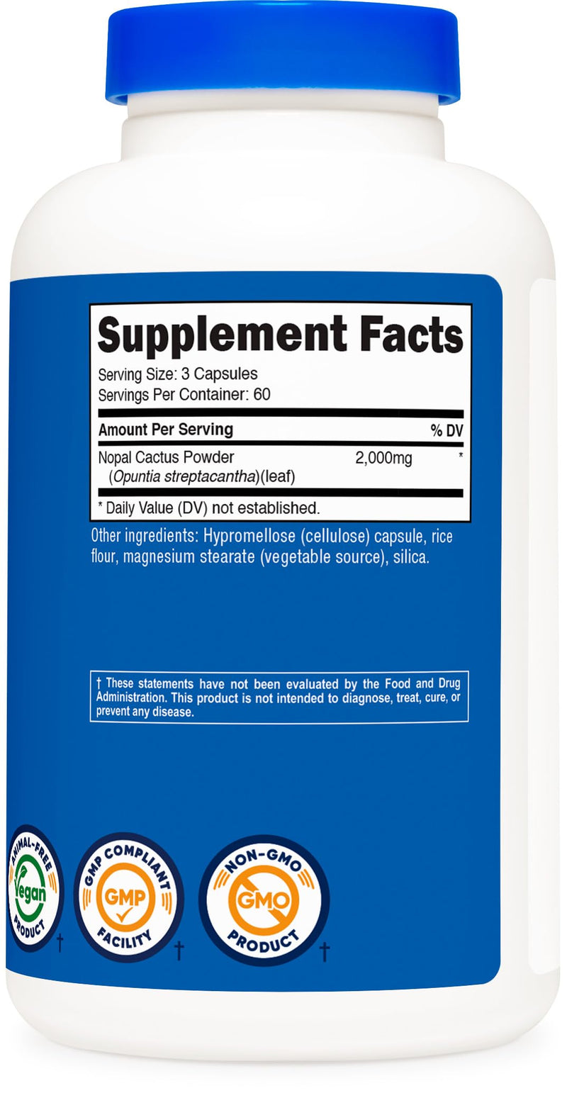 [Australia] - Nutricost Nopal Cactus (2000mg) 180 Vegan Capsules - Prickly Pear Cactus, 60 Servings 