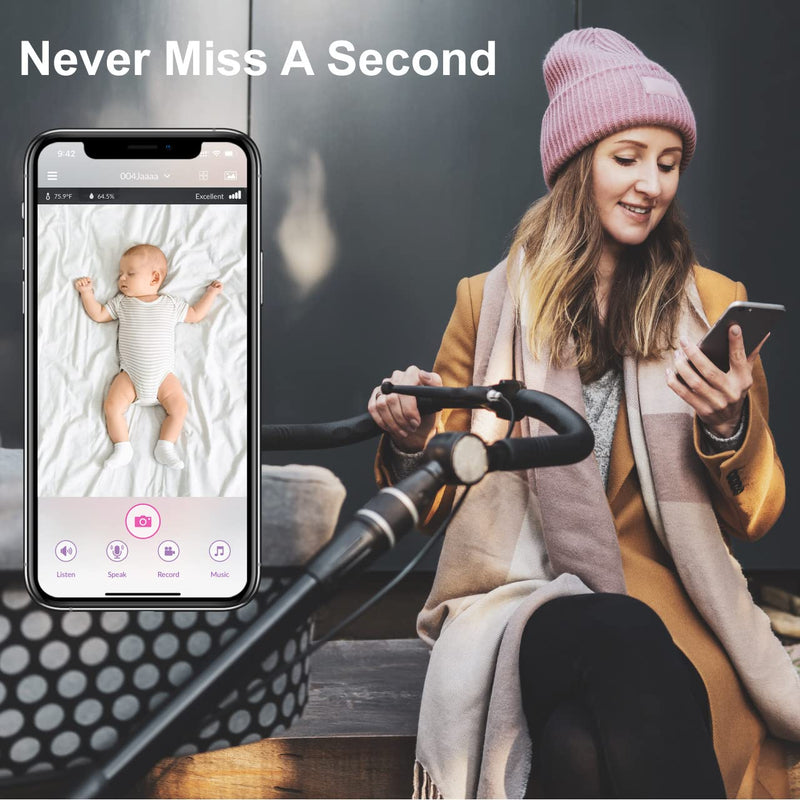 [Australia] - iBaby M2C WiFi Baby Monitor Camera with FHD Audio 1080P with Night Vision Wall Mount Kit Included 2021 Updated Video Audio Quality with Motion Crying Alerts, White M2C with Flexible Tail 