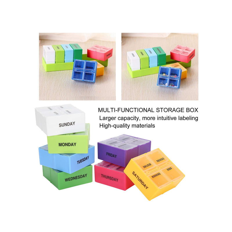 ZJchao Weekly Portable Pills Organizer Box Container 4 Times a Day Large Capacity Weekly Jewelry Case for Pills Vitamin Fish Oil Supplements