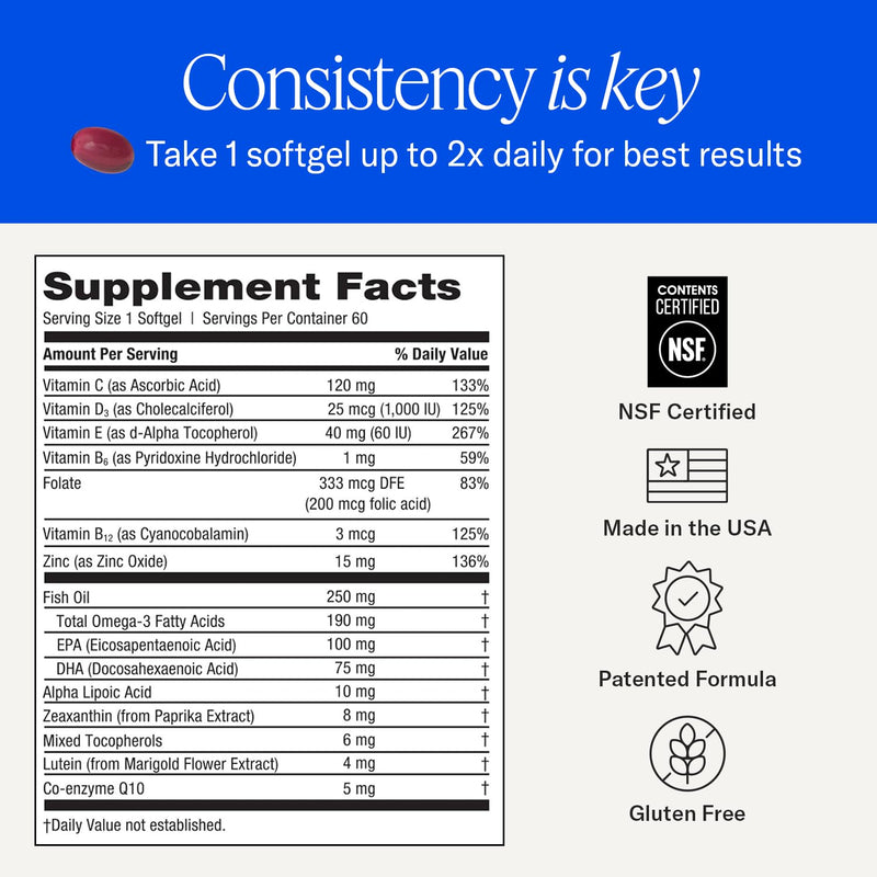 EyePromise Restore Aging Eye Health Supplements, 60 Softgels | Omega 3 Supplement for Aging Eyes with Lutein and Zeaxanthin, Fish Oil, EPA, DHA & Eye Vitamins (Packaging May Vary) 60 Count (Pack of 1)
