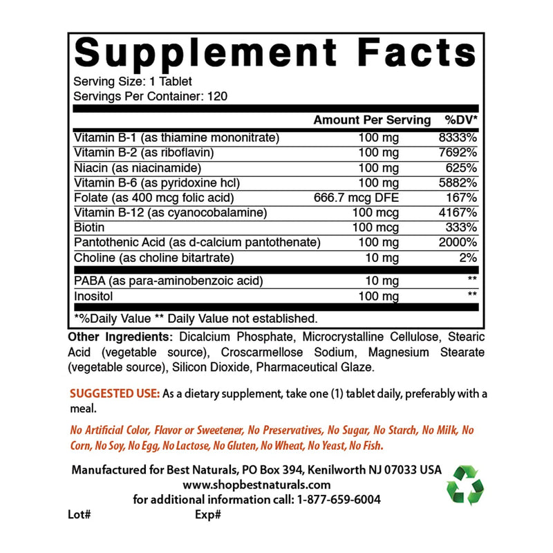 Best Naturals Calcium Magnesium Zinc with Vitamin D3 & B-100 Complex