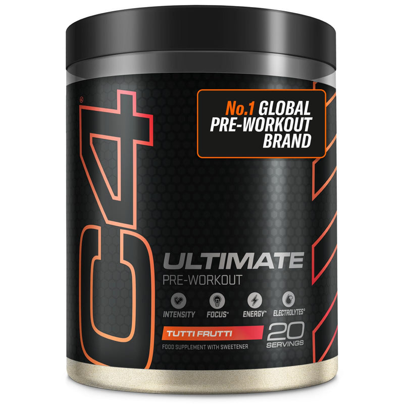 C4 Ultimate Pre Workout Powder Tutti Frutti 20 Servings, 40 if Single Scooped | Zero Sugar Pre Workout with Caffeine 300mg, L Citrulline 7000mg, Beta Alanine 4800mg, Vitamins and Electrolytes 20 Servings (Pack of 1)