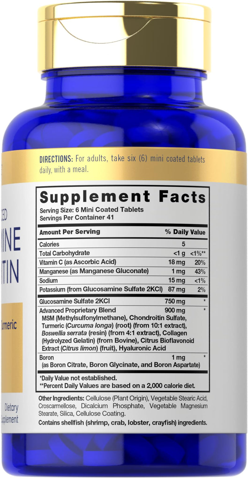 [Australia] - Carlyle Glucosamine Chondroitin MSM | 250 Mini Tablets | Advanced Formula with Turmeric | Non-GMO, Gluten Free 