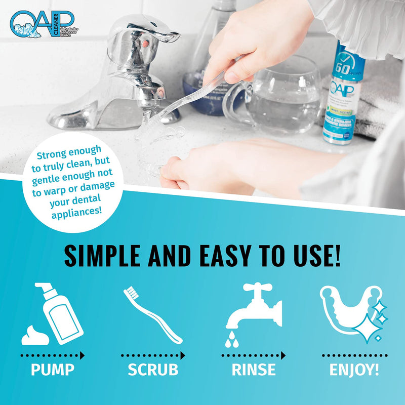 [Australia] - Orthodontic Cleaner by OAP Cleaner | Retainer Cleaner, Denture Cleaner, and Mouth Guard Cleaner | 60 Second Foam Cleanser | Paraben, Sulfate and Triclosan Free | 44.3 mL, 3 Bottles 