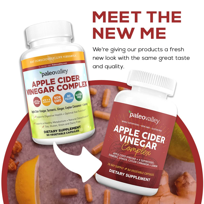 [Australia] - Paleovalley Apple Cider Vinegar Complex with Superfoods - Turmeric, Ginger, Ceylon Cinnamon and Lemon - 84 Vegetable Capsules 84 Count (Pack of 1) 
