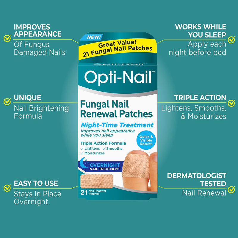 [Australia] - Opti-Nail Fungal Nail Renewal Patches - 21 Patches, Night-Time Treatment Improves Nail Appearance While You Sleep 21 Count (Pack of 1) 