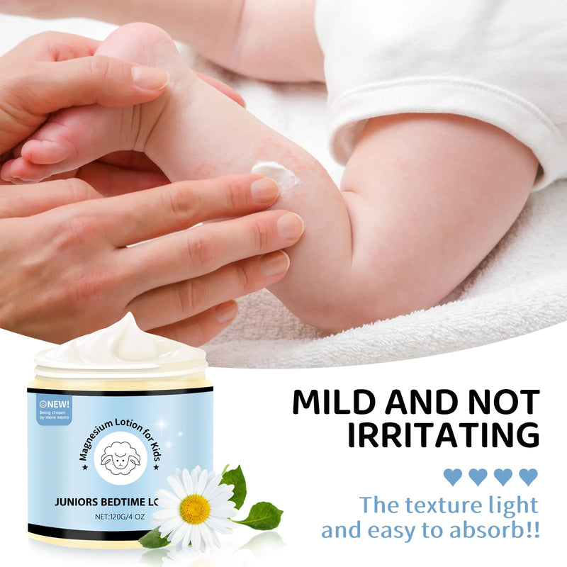 Magnesium Lotion for Kids - Organic Magnesium Lotion for Babies - Soothing Relief & Relaxation - Topical Magnesium Cream Calms Children at Bedtime & Night - Without Melatonin (4 oz)
