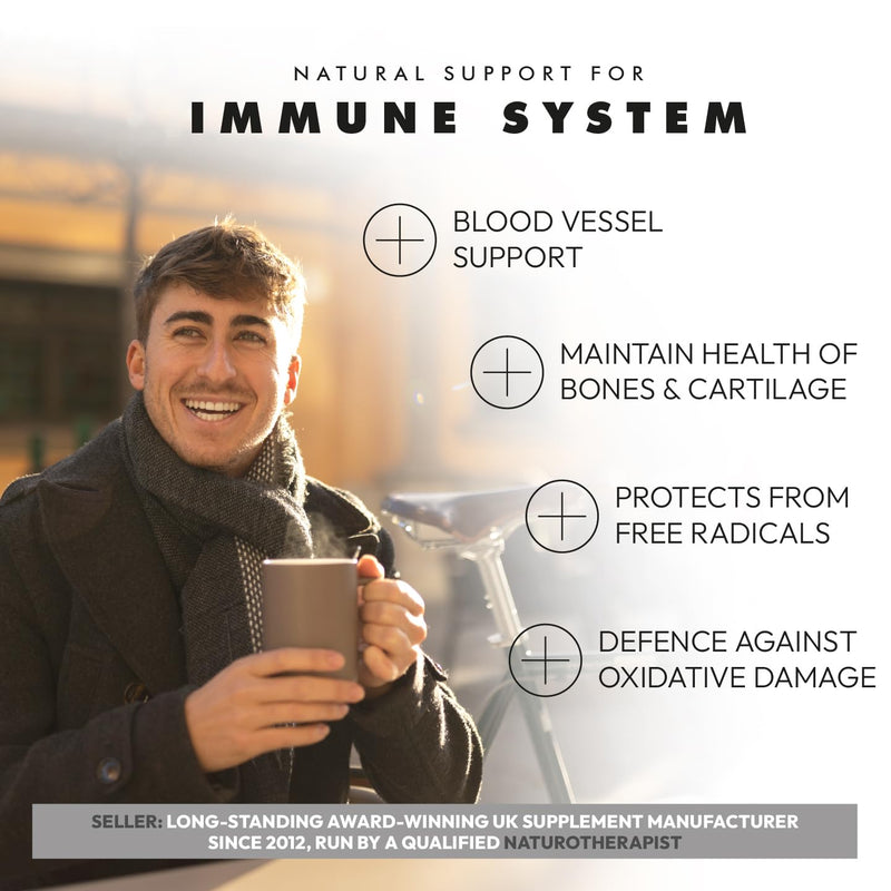 100% Natural Vitamin C Capsules - Immune System Booster, VIT C Supplement, Vitamin C 1000mg, VIT C 1000mg Capsules, Vitamin C Supplements - 60 Capsules