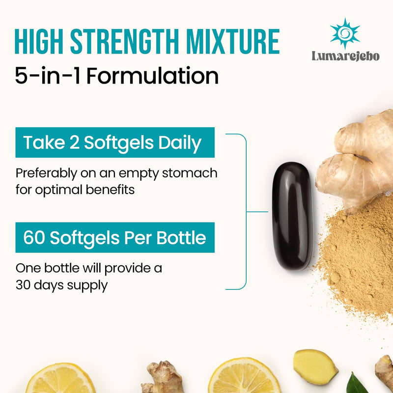 Liposomal Vertigo Softgel 1600mg, Inner Ear Balance Supplement with Ginger & Ginkgo Extract, Motion Sickness & Dizziness Balance, 60 Softgels (Pack of 2) 60 count (Pack of 2)