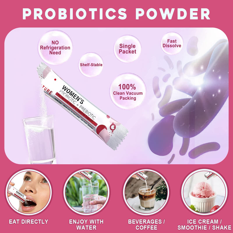 [Australia] - NATURE TARGET Probiotics for Women Probiotic Powder Supplement - Prebiotics and Probiotics for Digestive Health and Immune Support 