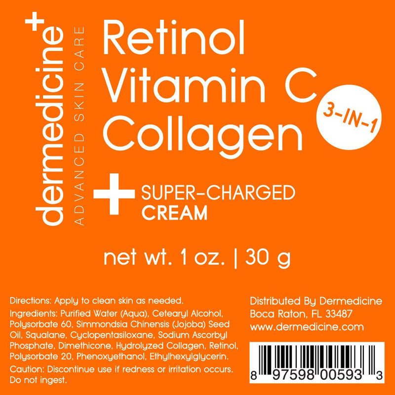 Vitamin C, Retinol and Collagen Anti-Aging Face Cream, 1 oz | Super charged formula helps smooth and plump the look of fine lines and wrinkles for brighter-looking skin 1 Fl Oz (Pack of 1)