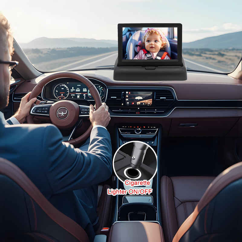 [Australia] - Baby Car Camera for Backseat-HD 720P 4.3 inch Monitor with Night Vision, 360¬∞ Rotation, 150¬∞ Wide View Angle. Protects Your Baby‚Äôs Eyes.Rear-Facing Backseat Camera for Kids, Infants, and Newborns KB45 