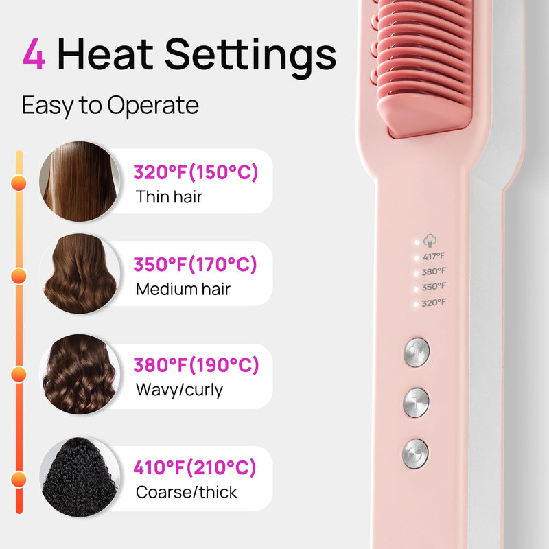 [Australia] - Aniekin 3 in 1 Steam Hair Straightener Brush, 4 Temp Settings & Steam Reduces Damage, Nourishes Hair, and Expedites Straightening, Dual Voltage, Professional Styling Tools 