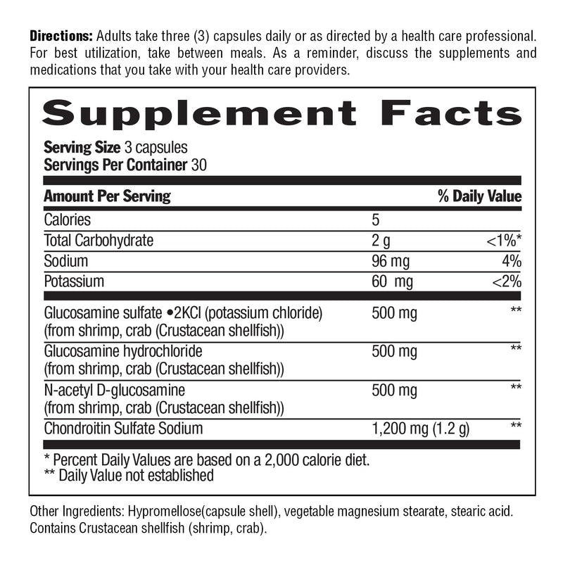 Country Life Glucosamine Chondroitin 1500mg/1200mg - Supports Joint Health & Lubrication - Maintains Healthy Cartilage, Tendon, Joint Tissue - Gluten Free, Non-GMO - 90 Capsules - for Adults