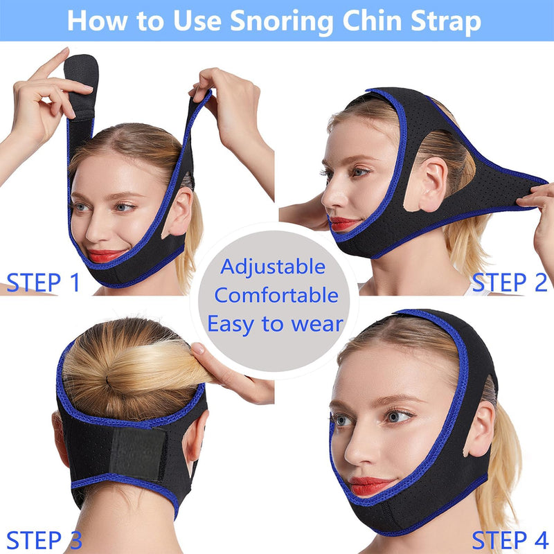 [Australia] - Anti Snoring Chin Strap with 2 Adjustable Velcro, Soft Airflow Chin Straps for Snoring, Safe and Effective Anti Snore Device, cpap Chin Strap to Keep Mouth Closed and Reduce Snoring 