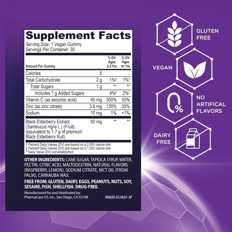 Sambucol Black Elderberry Syrup and Gummies - 7.8 Fl Oz, 30 Count Bundle | For Kids, Elderberry Supplement with Vitamin C and Zinc, Syrup & Chewable Gummies for Children Kids Syrup + Gummies