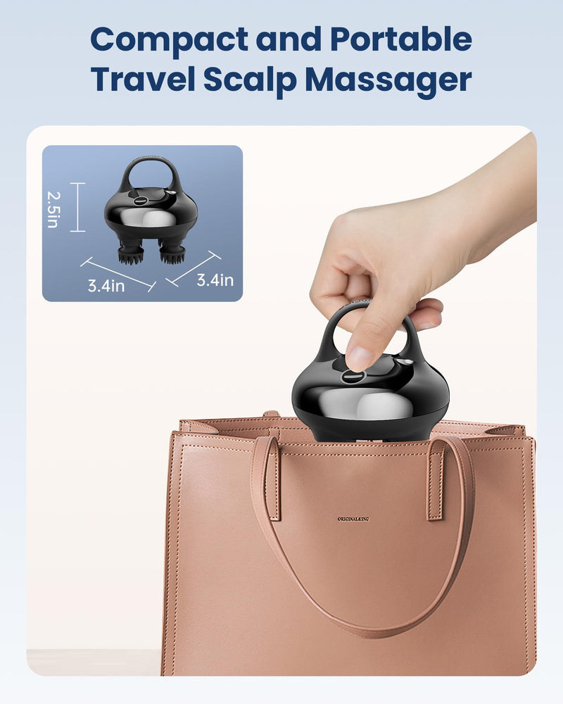 COMFIER Cordless Head Massager Scalp Massager Hair Growth with 3 kneading Modes,Waterproof Hair Massage with 8 Claws for Deep Cleansing,Body Cat Head Scratcher,Gift for Women,Men Black