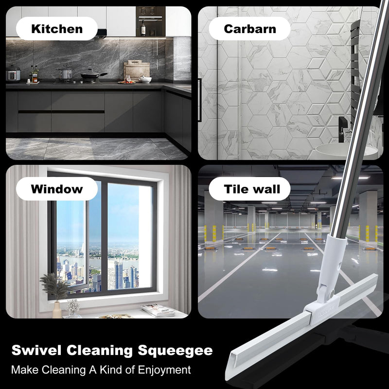 [Australia] - Rubber Squeegee Broom for Floor,62" Long Handle Window Squeegee, Silicone Pet Hair Remover,Magic Broom for Indoor Cleaning,Cleans glass, hair, fine dust, liquids, suitable for Smooth Floors, Rugs 