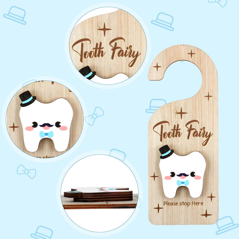 [Australia] - Tooth Door Hanger, Wooden 3D Lost Tooth Keepsake Box with Money Holder Tooth Holder Hanging for Kids Tooth Fairy Accessories Encourage Gift for Room Decor (Boys Style) Boys Style 