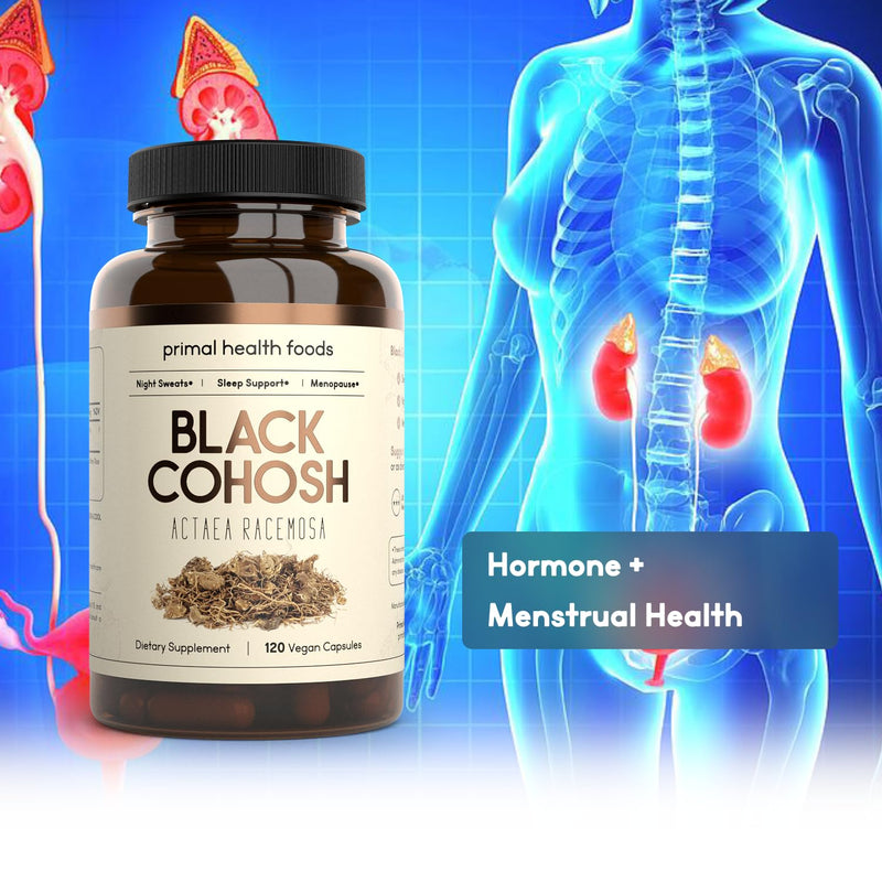 [Australia] - Organic Black Cohosh 1000 mg 60 Servings | Menopause, Night Sweats and Sleep Support | Vegetarian, Organic, Non-GMO & Gluten Free 