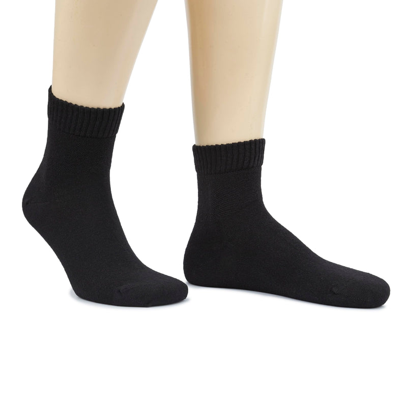 [Australia] - Hugh Ugoli Men's Cotton Diabetic Ankle Socks, Wide, Thin, Loose Fit and Stretchy, Seamless Toe & Non Binding Top, 4 Pairs 11-13 01- Black (4 Pairs) 