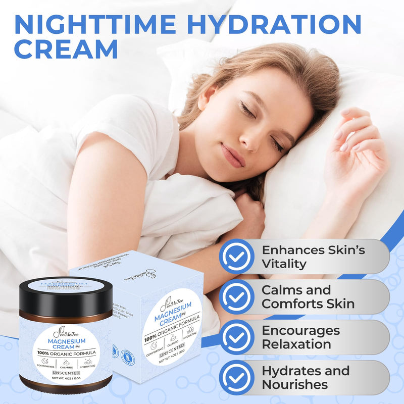 Magnesium Lotion for Sleep, Natural Magnesium Cream for Leg Cramps, Soothing Relief & Muscle Relaxation, Magnesium Butter with Coconut Oil, Shea Butter, Vitamin E, Safe for Kids, Unscented 4 oz 4 Fl Oz (Pack of 1)