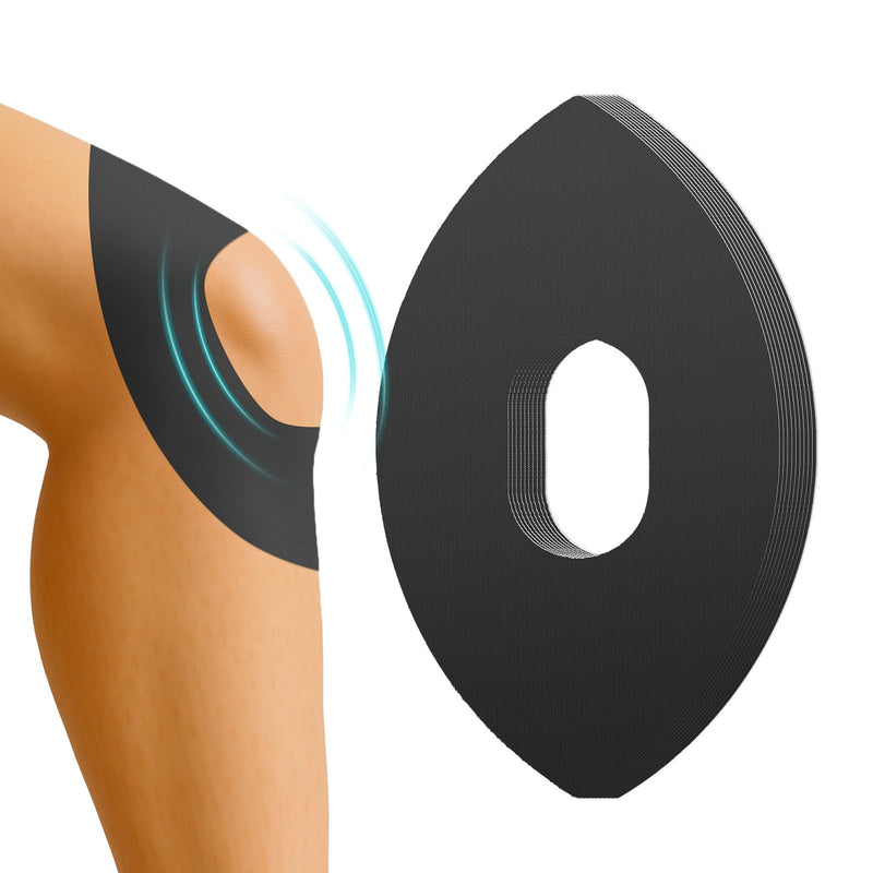 Precut Kinesiology Tape for Knees, 10 Pcs Waterproof & Elastic Athletic Tape for Knee Support & Stability, Breathable Hypoallergenic Latex-Free Tape, German-Engineered Skin-Friendly Adhesive (Black) Black