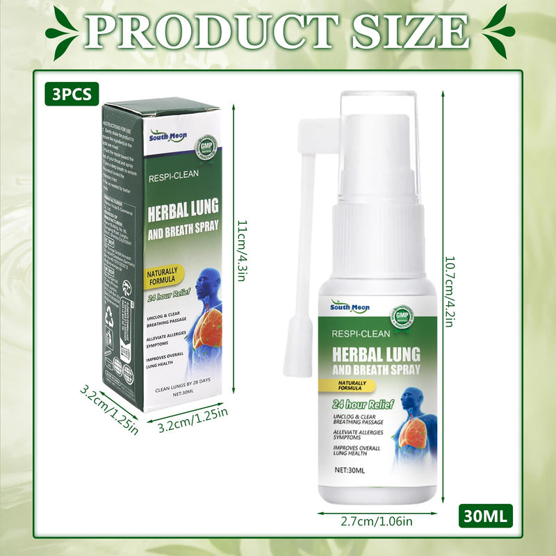 [Australia] - Herbal Lung Spray Pack of 3, Lung Cleansing Spray, Respiratory Herbal Lung Cleansing Spray, Herbal Lung Cleansing Spray, Suitable for Daily Use 