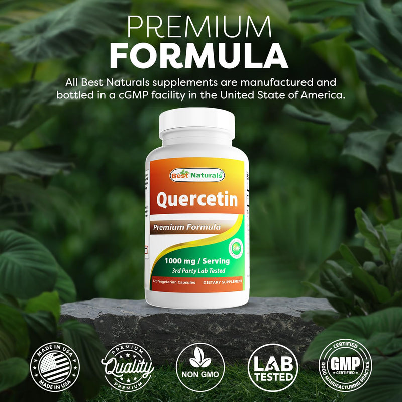 Best Naturals Quercetin 1000 mg/Serving 120 Veggie Capsules (120 Count (Pack of 2)) 120 Count (Pack of 2)