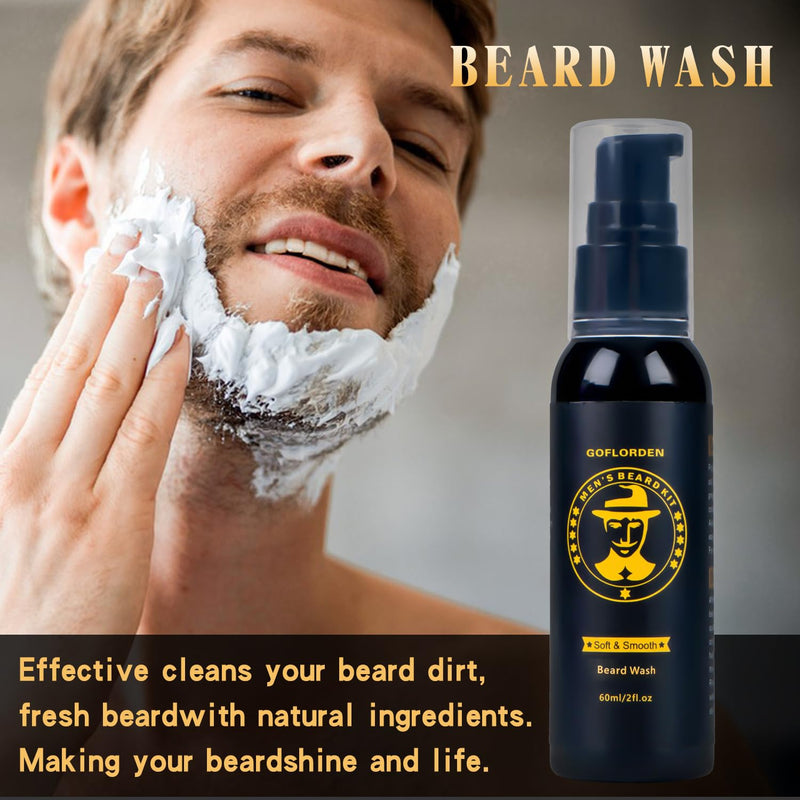 [Australia] - Beard set, beard care set for men, beard growth set with beard roller, pack of 2 beard growth oil, beard shampoo, beard conditioner, beard brush, beard balm, beard comb, scissors, gifts for him menthol 