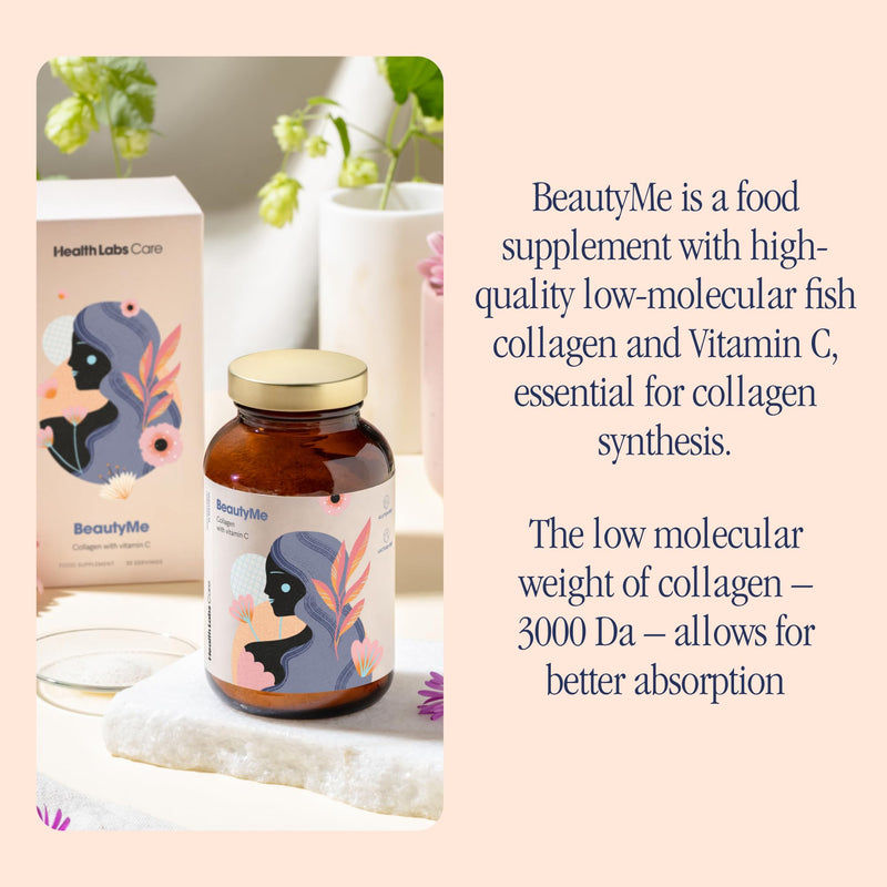 Health Labs Care BeautyMe Collagen Powder with Vitamin C - Fish Collagen - 114 g, 30 Servings